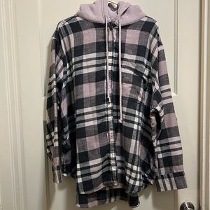 American eagle flannel hoodie button up shirt size XXL